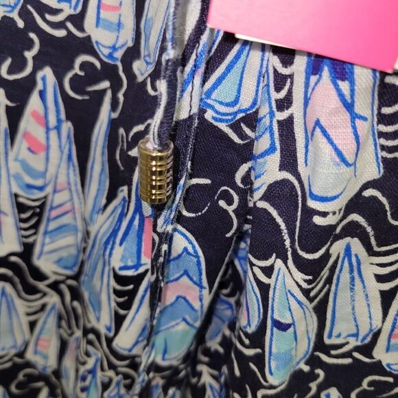 LILY PULITZER Taron Mid-rise Linen Pant XS- Low Tide Navy Sails and Stripes NWT - Picture 6 of 10